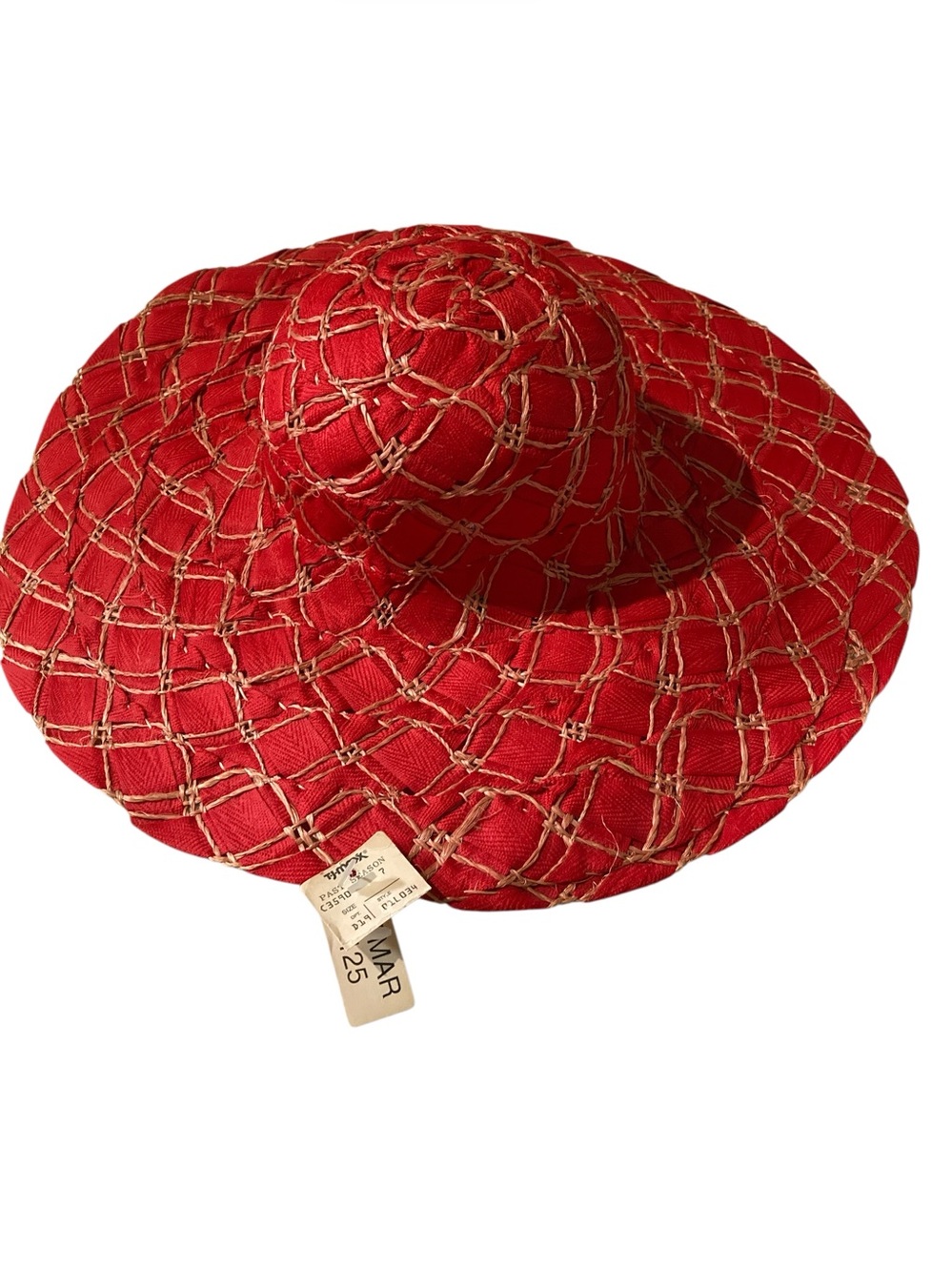 Vintage Street Smart By Betmar Red Woven Ribbon Straw Sun Hat